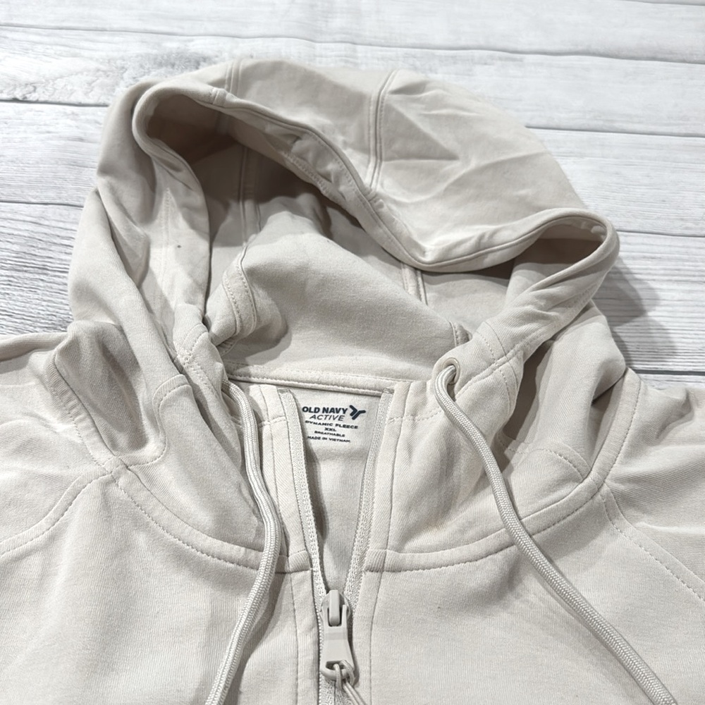 Old Navy Active Lt Tan Dynamic Fleece Hooded Jacket - Picture 4 of 6